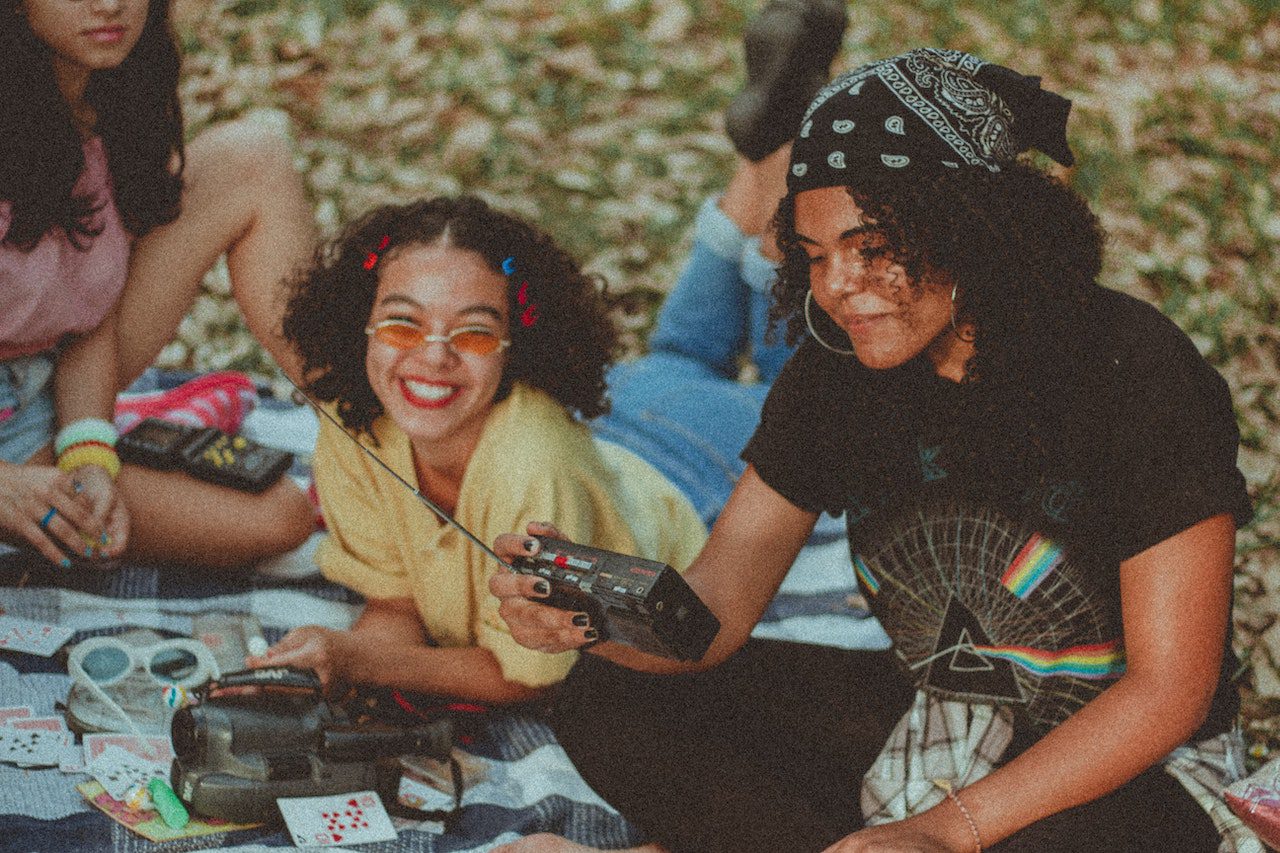 women listening to the radio